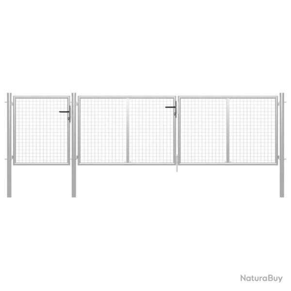 Portail de jardin en acier 400 x 75 cm argent�