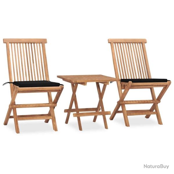 Ensemble � manger d'ext�rieur pliable avec coussin 3 pcs Teck