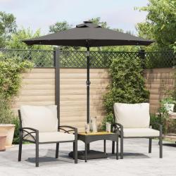 Parasol de jardin LED et m&acirc;t en acier anthracite 225x225x212 cm