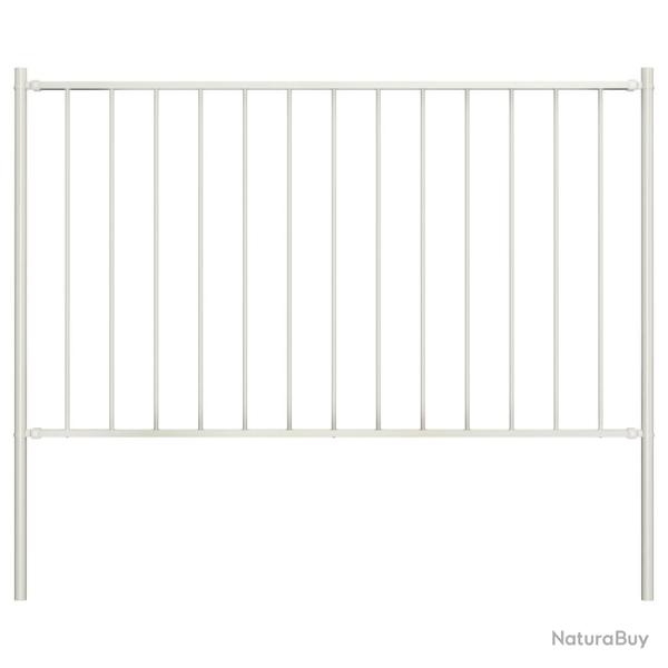 Panneau de cl�ture Woerden avec poteaux en acier 1,7�x�1�m blanc