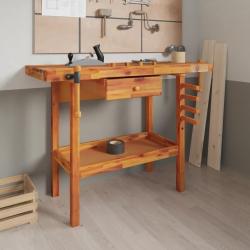&Eacute;tabli avec tiroir et &eacute;taux 124 x 52 x 83 cm Bois massif d'acacia