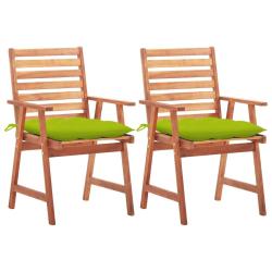 Chaises &agrave; manger d'ext&eacute;rieur lot de 2 et coussins Acacia massif
