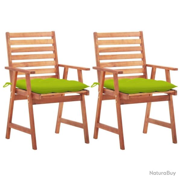 Chaises  manger d'extrieur lot de 2 et coussins Acacia massif