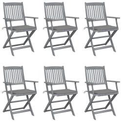 Chaises pliables d'ext&eacute;rieur lot de 6 et coussins Bois d'acacia