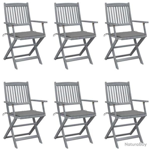 Chaises pliables d'ext�rieur lot de 6 et coussins Bois d'acacia