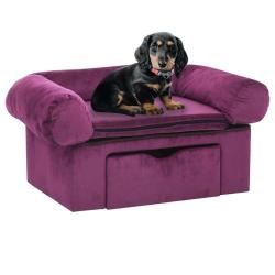 Canap&eacute; pour chien avec tiroir Bordeaux 75x50x38 cm Peluche