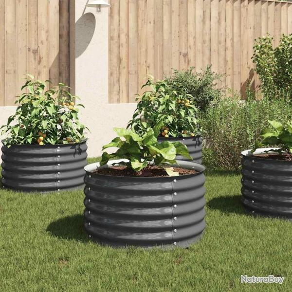 Lit sur�lev� de jardin 80x80x44 cm Acier galvanis� Gris