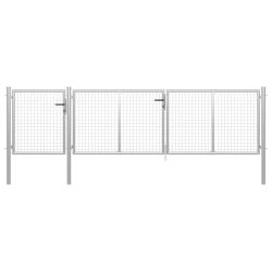 Portail de jardin en acier 400 x 100 cm argent&eacute;