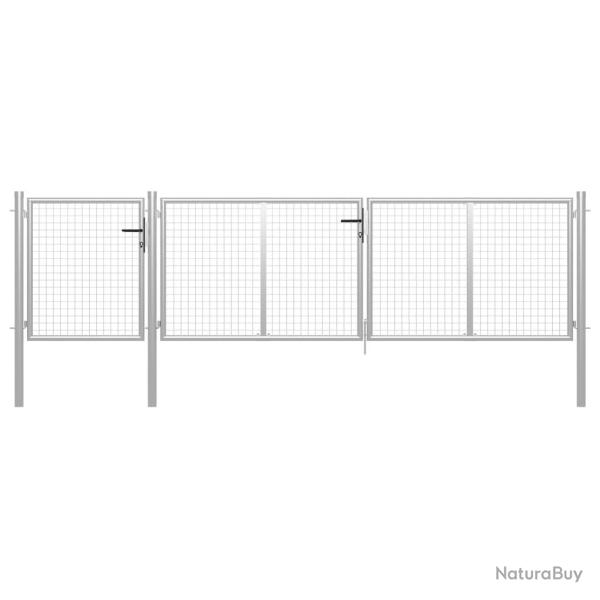 Portail de jardin en acier 400 x 100 cm argent�