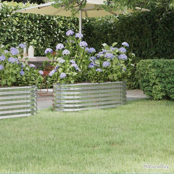Lit sur�lev� de jardin Acier enduit de poudre Argent�