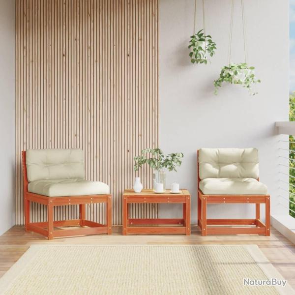 Canap�s de jardin et coussins 2pcs cire marron bois pin massif