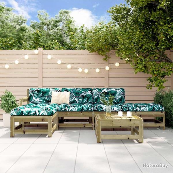 Salon de jardin 6 pcs bois de pin impr�gn�