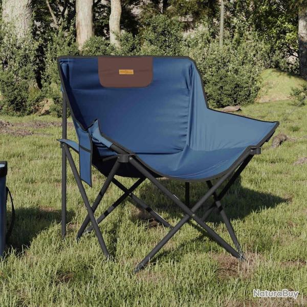 Chaise de camping avec poche pliable lot de 2 bleu