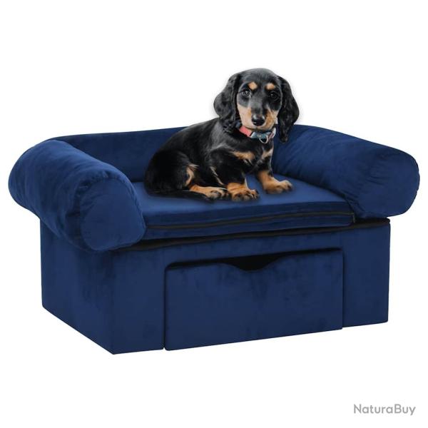 Canap pour chien avec tiroir Bleu 75x50x38 cm Peluche
