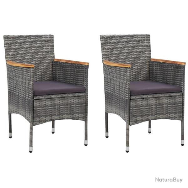 Chaises � manger de jardin lot de 2 R�sine tress�e Gris