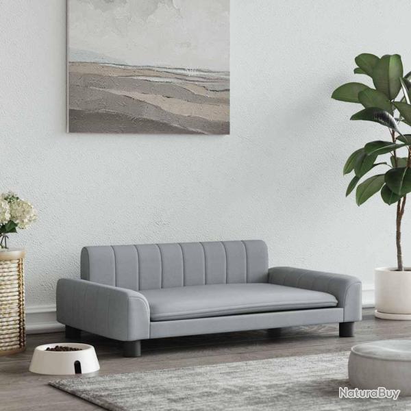 Lit pour chien gris clair 90x53x30 cm tissu