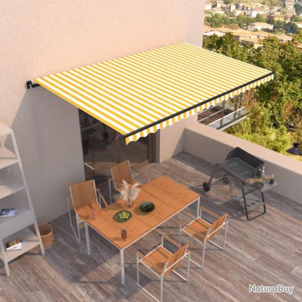 Auvent manuel r�tractable 500x300 cm Jaune et blanc