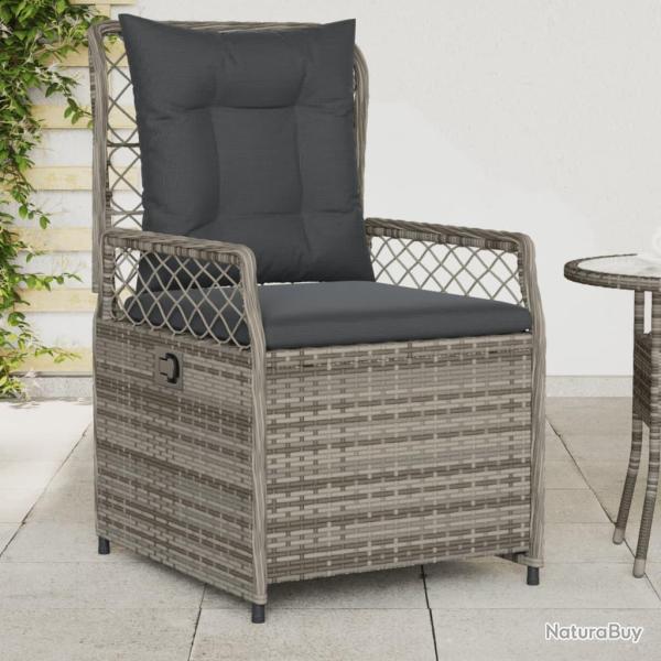 Chaises inclinables de jardin lot de 2 gris r�sine tress�e