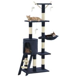 Arbre &agrave; chat avec griffoirs en sisal 138 cm Bleu fonc&eacute;
