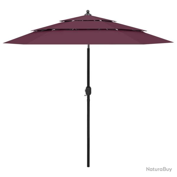 Parasol de jardin  3 niveaux mt en aluminium rouge bordeaux