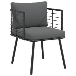 Chaise de jardin avec coussins noir r&eacute;sine tress&eacute;e