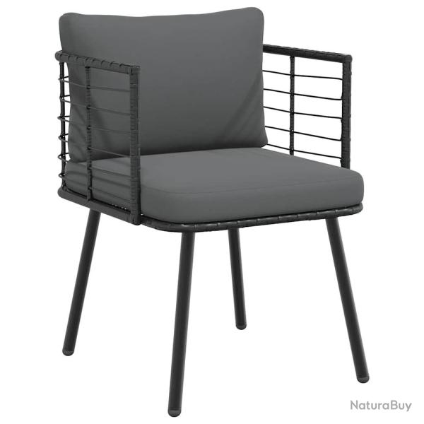 Chaise de jardin avec coussins noir r�sine tress�e