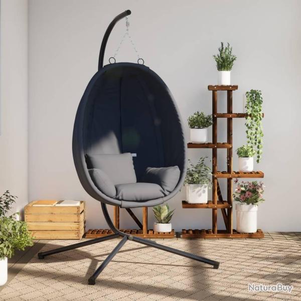 Chaise suspendue en forme d'oeuf avec support anthracite
