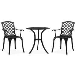 Ensemble de bistro 3 pcs Aluminium coul&eacute; Noir