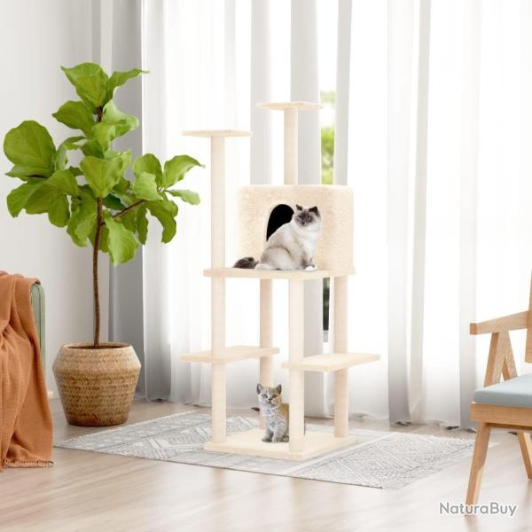 Arbre  chat avec griffoirs en sisal Crme 144,5 cm