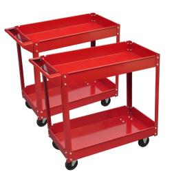Chariots &agrave; outils pour atelier 2 pcs 100 kg 2 &eacute;tag&egrave;res