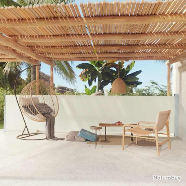 Auvent lat�ral r�tractable de patio 117x600 cm Cr�me
