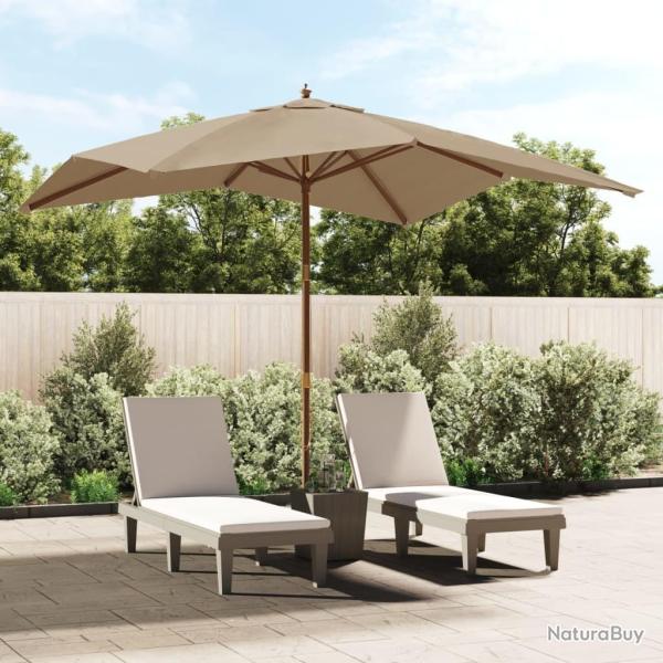 Parasol de jardin avec m�t en bois taupe 300x300x273 cm