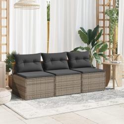 Canap&eacute;s de jardin sans accoudoirs avec coussins 2 pcs gris