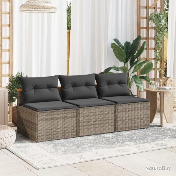 Canap�s de jardin sans accoudoirs avec coussins 2 pcs gris