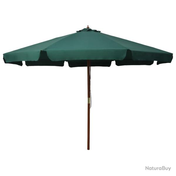 Parasol d'ext�rieur avec m�t en bois 330 cm Vert