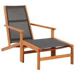 Chaise de jardin et repose-pied Eucalyptus solide et textil&egrave;ne