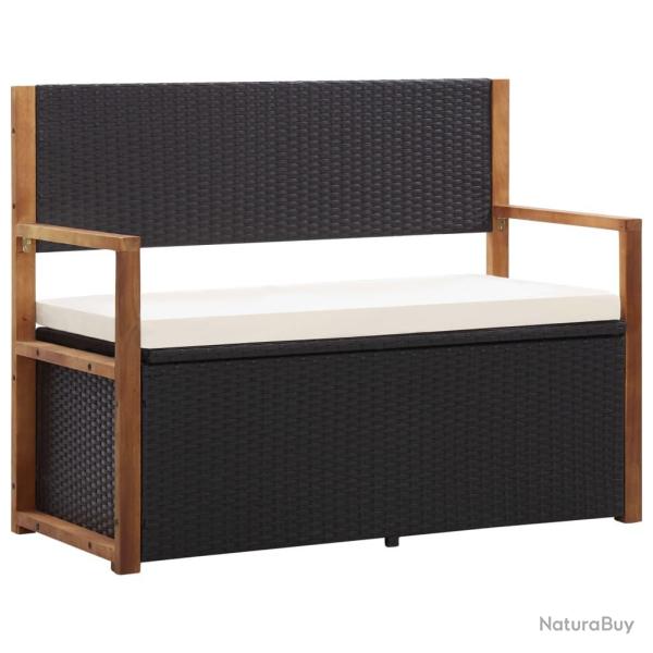 Banc de jardin 115 cm R�sine tress�e et bois d'acacia Noir