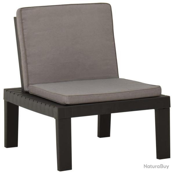Chaise de salon de jardin avec coussin Plastique Gris