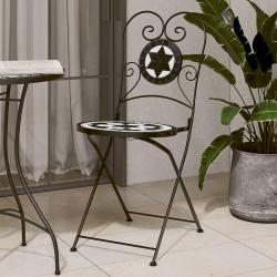 Chaises de bistro pliables lot de 2 noir et blanc c&eacute;ramique