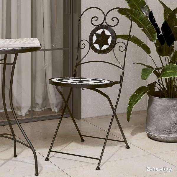 Chaises de bistro pliables lot de 2 noir et blanc cramique