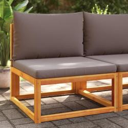 Canap&eacute; de jardin sans accoudoirs avec coussins en bois d'acacia et corde