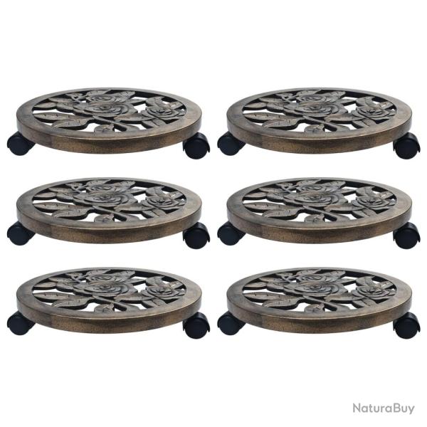 Chariots pour plantes 6 pcs Bronze 38 cm Plastique