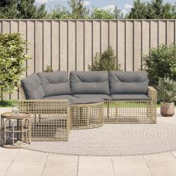 Canap&eacute; de jardin et coussins et repose-pied en forme de L rotin