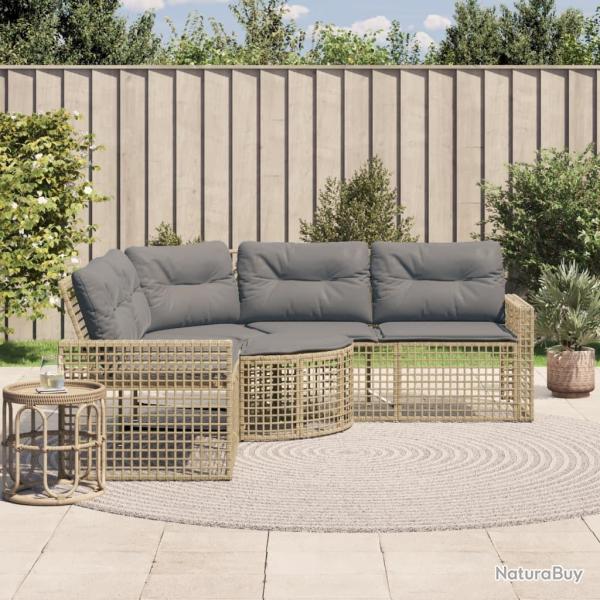 Canap� de jardin et coussins et repose-pied en forme de L rotin