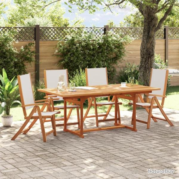 Chaises pliables de jardin lot de 4 bois d'acacia et textil�ne