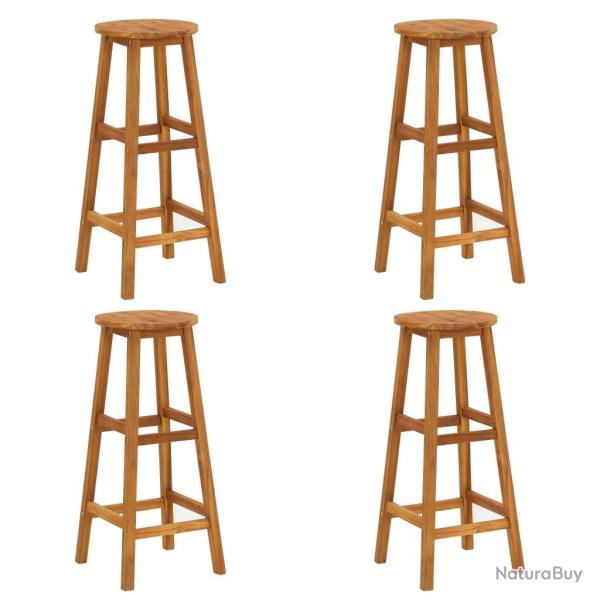 Tabourets de bar lot de 4 bois d'acacia solide