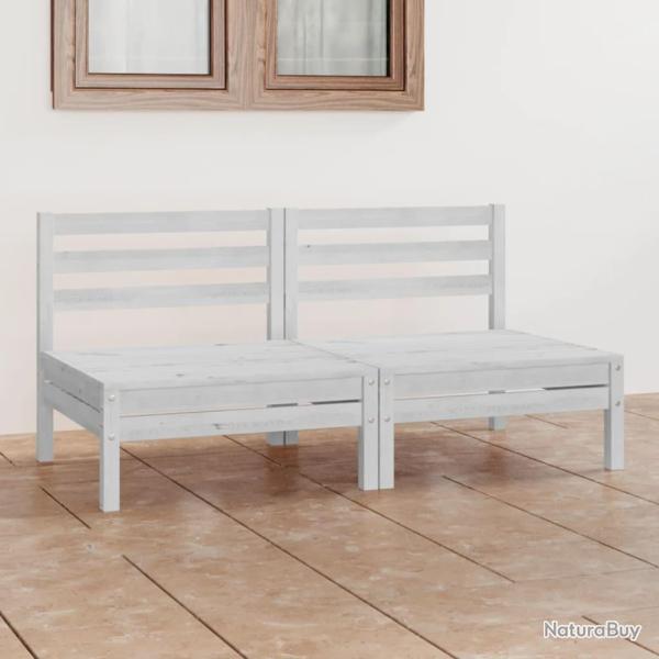 Canap� � 2 places de jardin Blanc Bois de pin solide