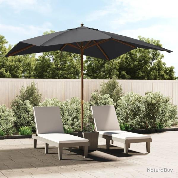 Parasol de jardin avec m�t en bois noir 300x300x273 cm