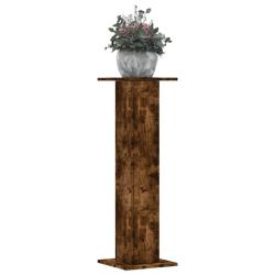 Supports pour plantes 2 pcs ch&ecirc;ne fum&eacute; bois d'ing&eacute;nierie