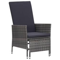 Chaise inclinable de jardin avec coussins R&eacute;sine tress&eacute;e Gris
